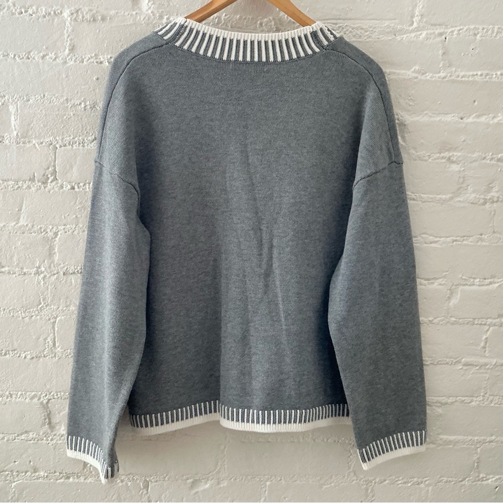 PrettyGarden Long Sleeve Relaxed Fit Gray Knit Cardigan Button Up Sweater Preppy - Picture 7 of 11